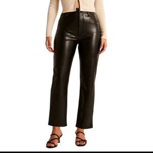 Abercrombie & Fitch Curve Love 90s Straight Ultra High Rise Vegan Leather Pants